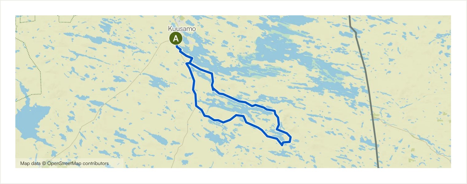 Route map showing the real geometry of The Salpa Line and Iivaara Circuit