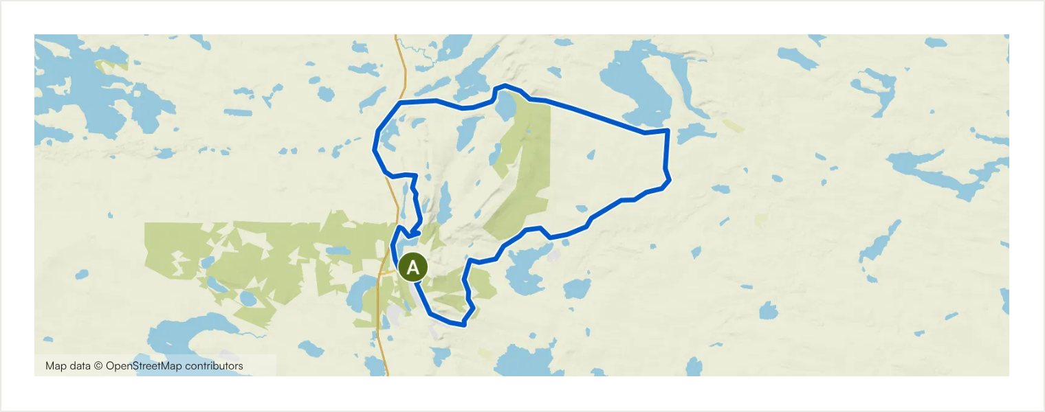Map preview of the Konttainen Circuit gravel route