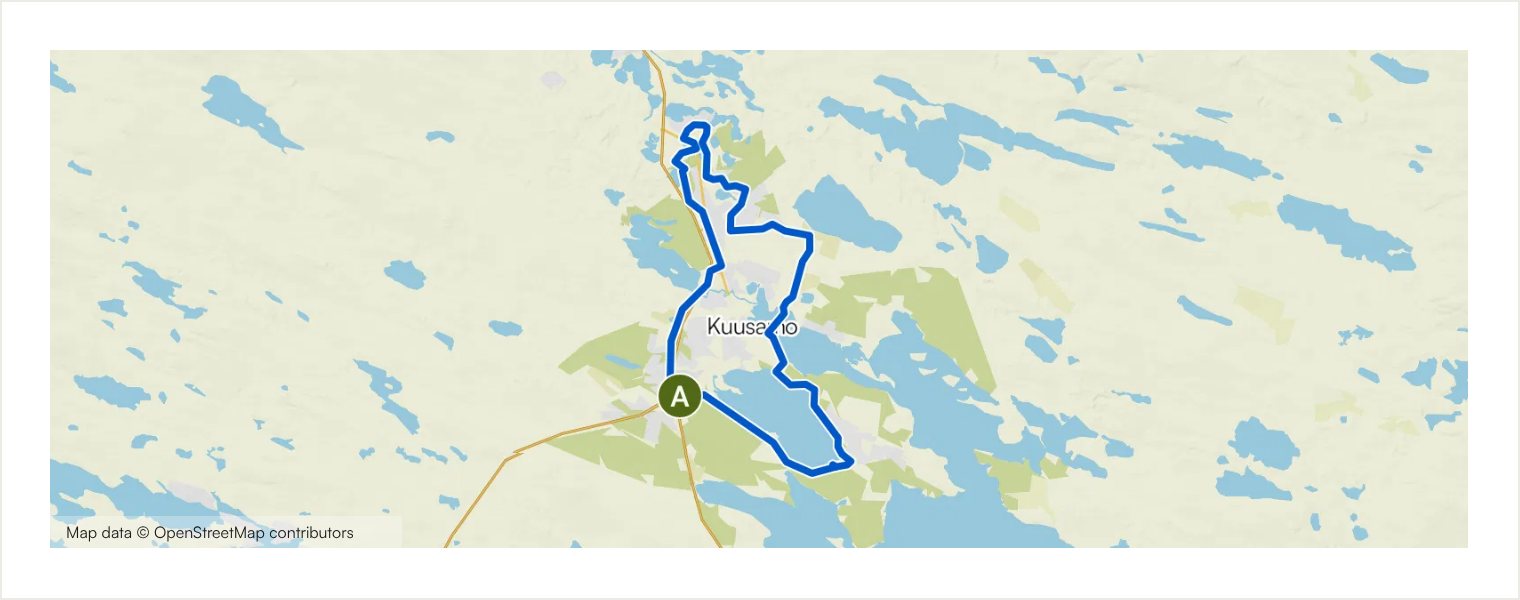 Route map showing the real geometry of Kuusamo Village Loop