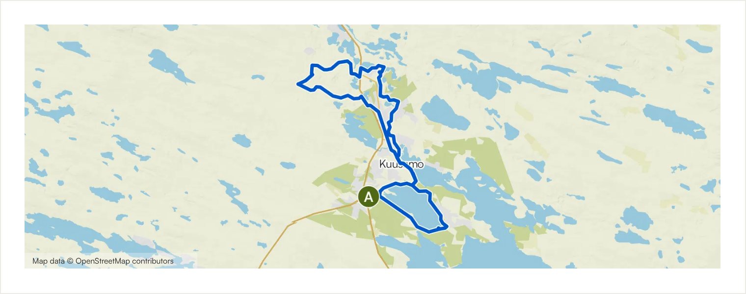 Route map showing the real geometry of Peeking into Kuusamo