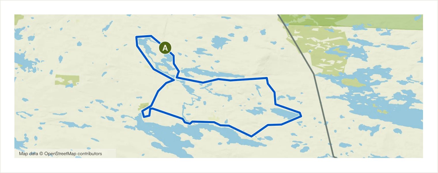 Route map showing the real geometry of A Peek at Kuntivaara