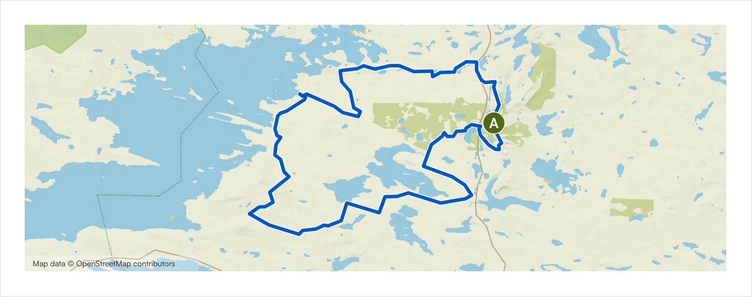 Map preview of the Kitka Circuit gravel route