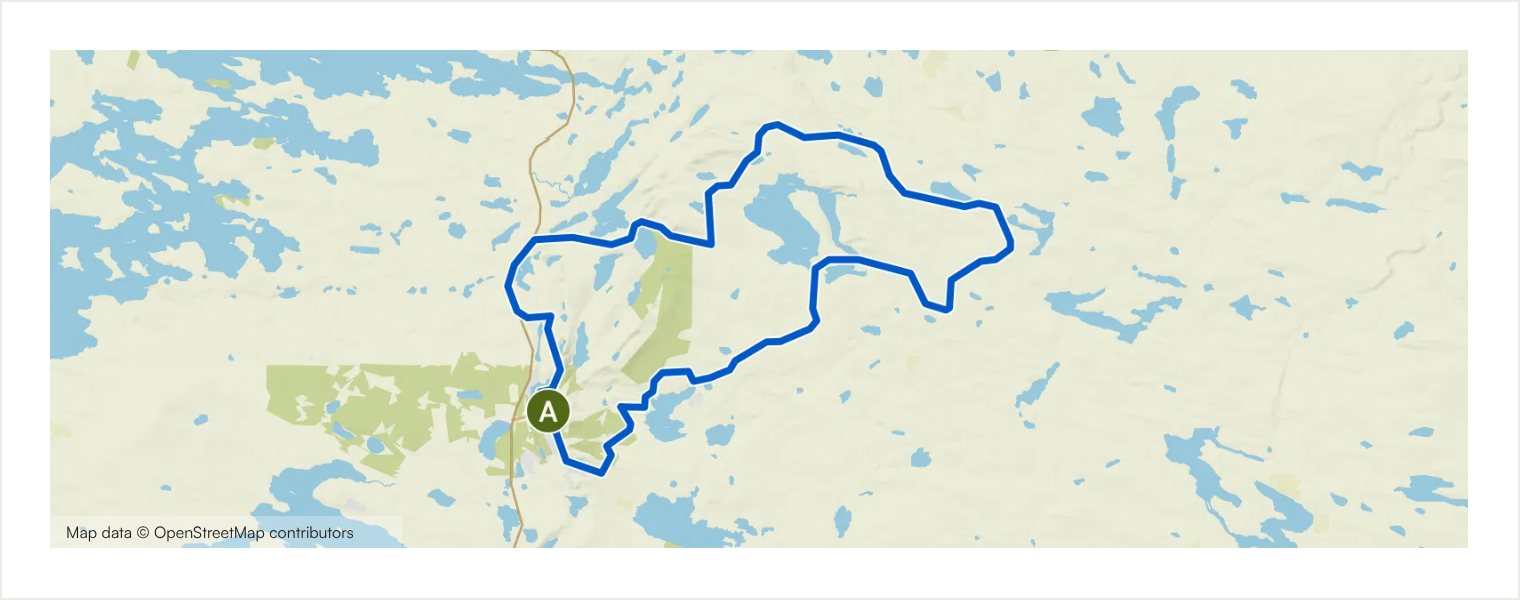 Map preview of the Tour de Valtavaara gravel route