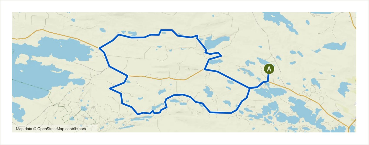 Route map showing the real geometry of Tour de Oivanki