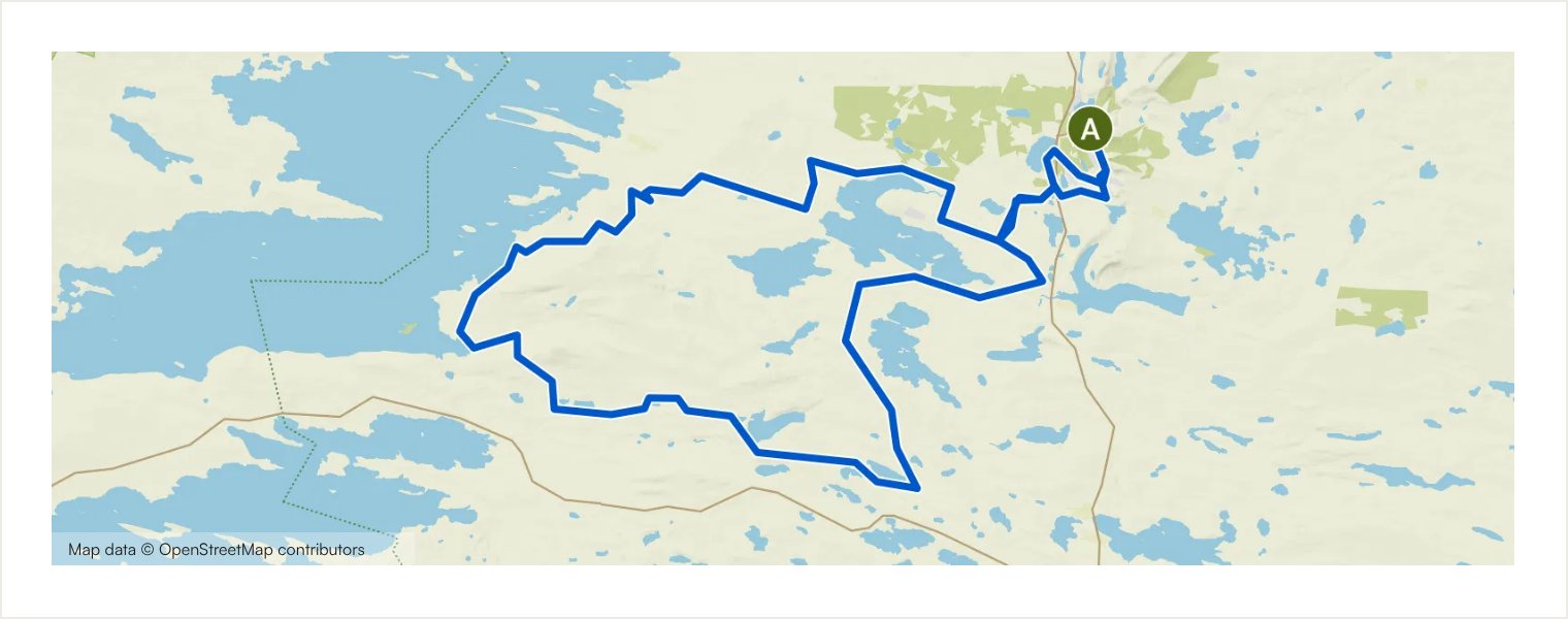 Route map showing the real geometry of Kouvervaara Experience