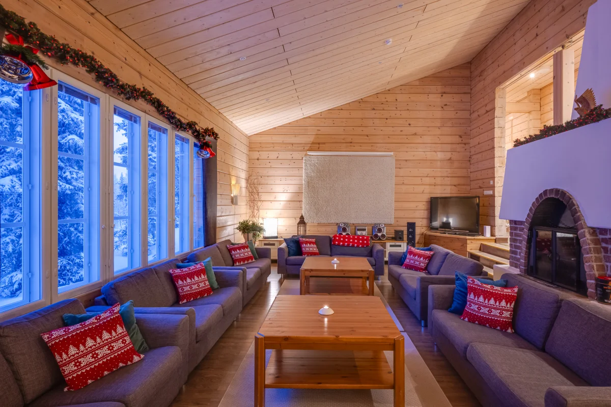Shared living room at Luppolinna group accommodation