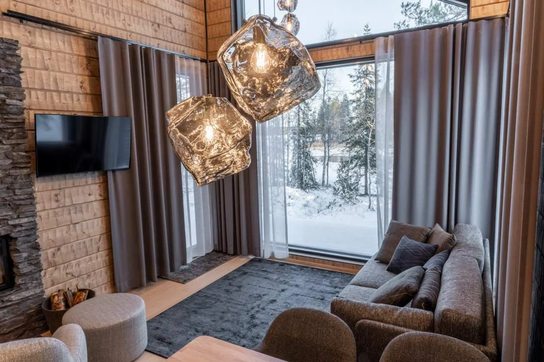 Interior of Lumo Lakeside Lodge at Iisakki Village